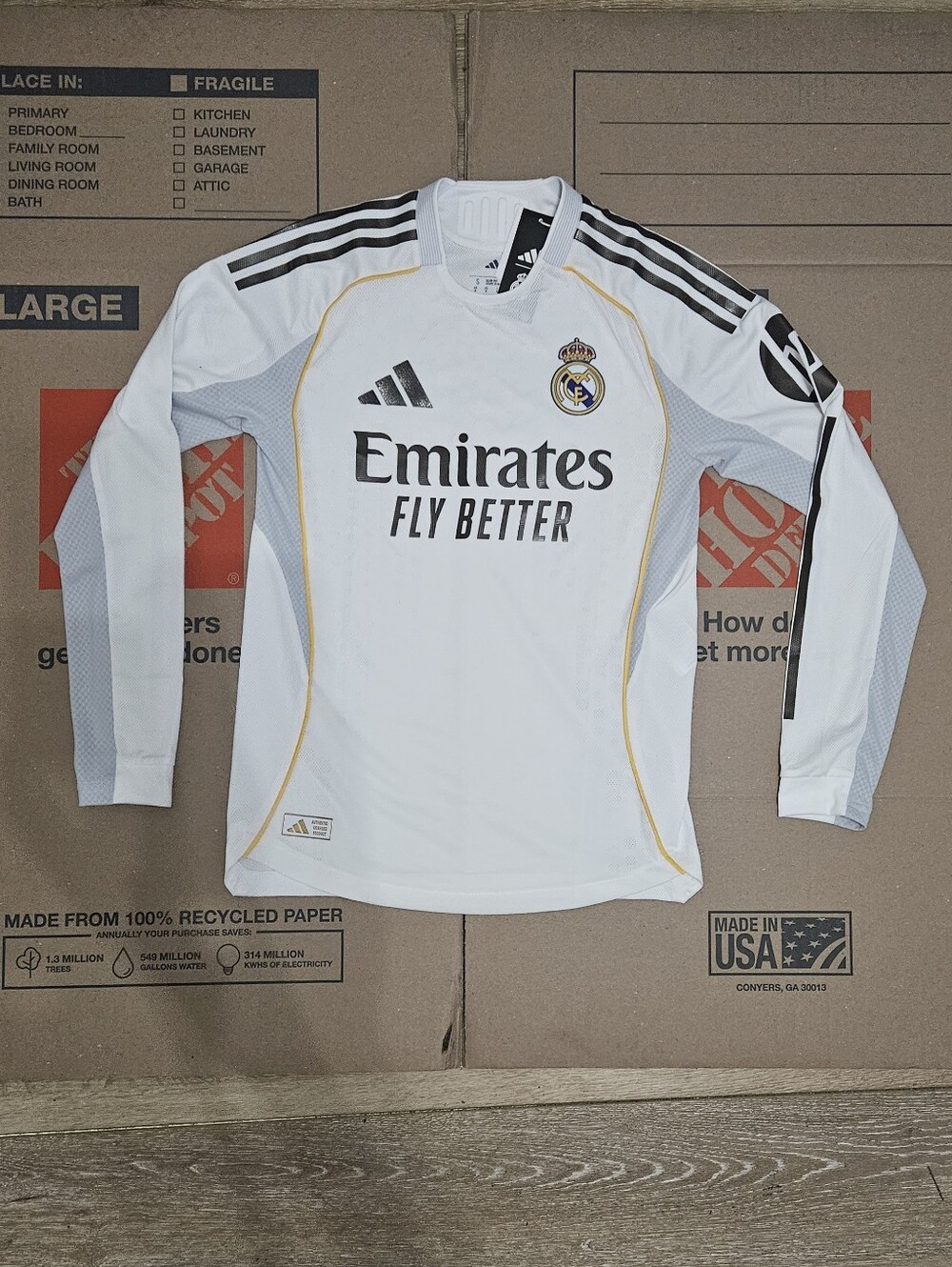 Adidas Real Madrid Long Sleeve Home Authentic Jersey